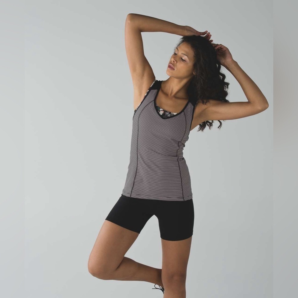 Lululemon Super Sport Tank Mini Pop Stripe Black So Fly Butterfly Multi Size XS